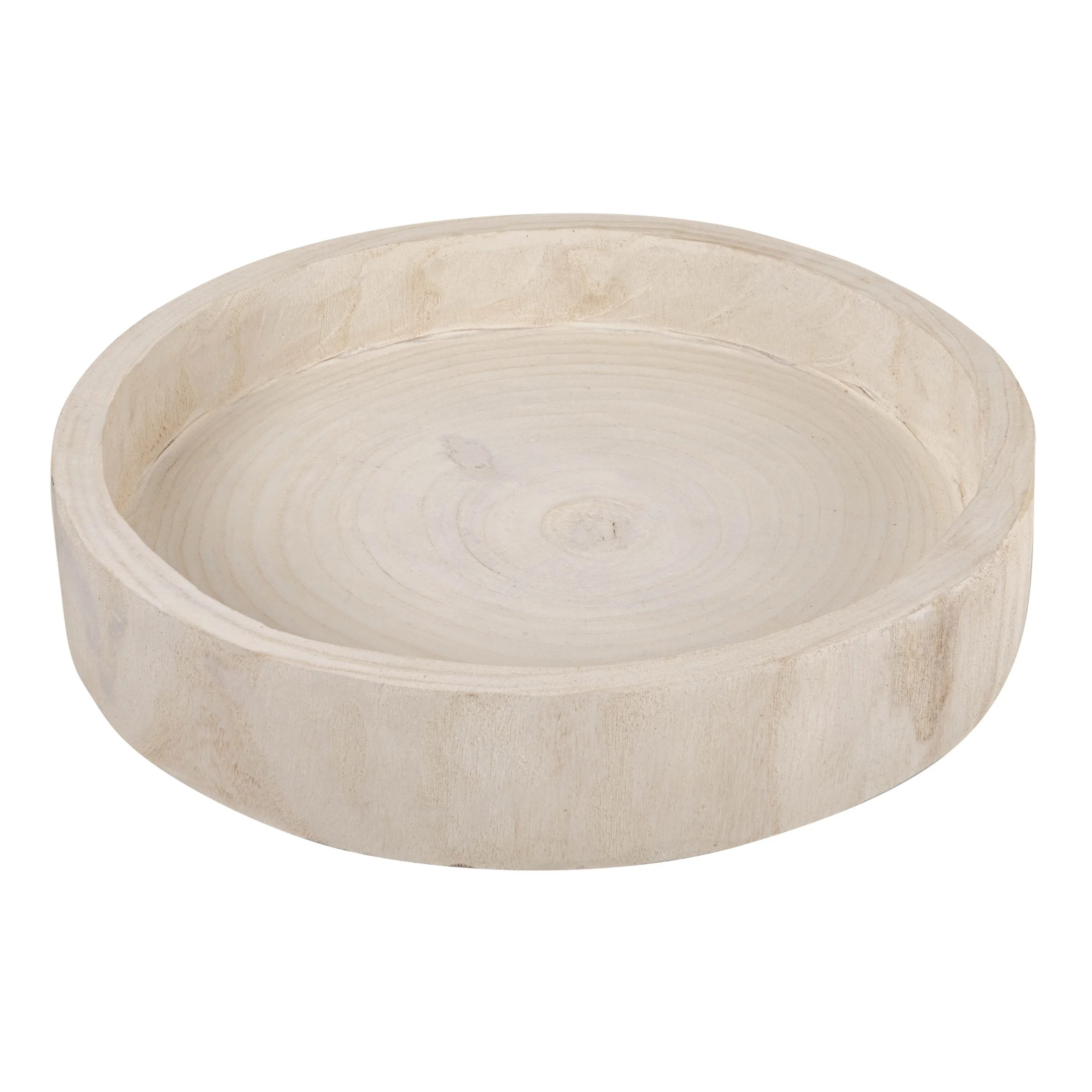 Creative Co-Op Round Hand-Carved Decorative Paulownia Wood Tray, Whitewashed Finish | Walmart (US)