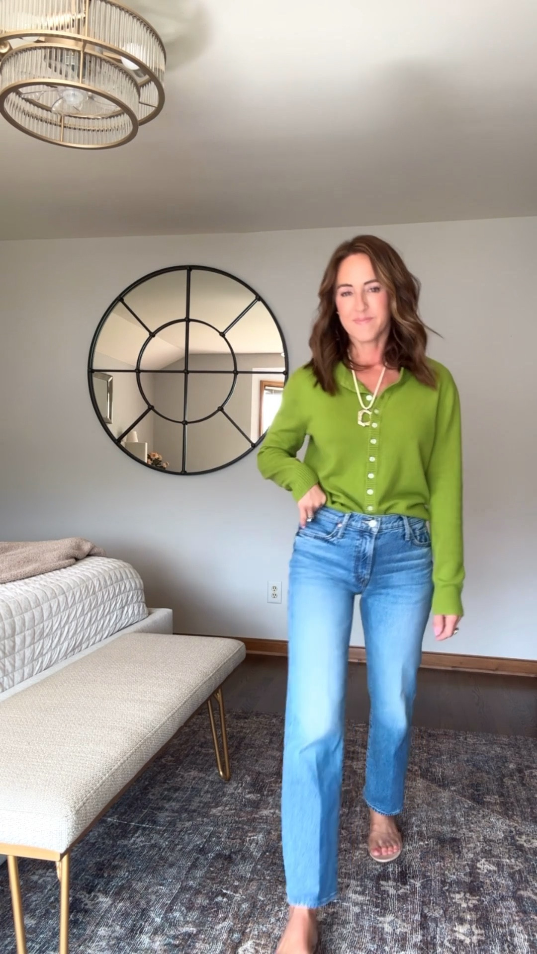Must have Spring combo. 
XS sweater
Jeans tts, 25 regular. 
Loving this color green  

#LTKSeasonal #LTKmomlife #LTKPetite