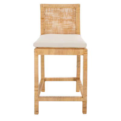 Safavieh Tojo Natural/White 23.62-in H Counter height Bar Stool Lowes.com | Lowe's