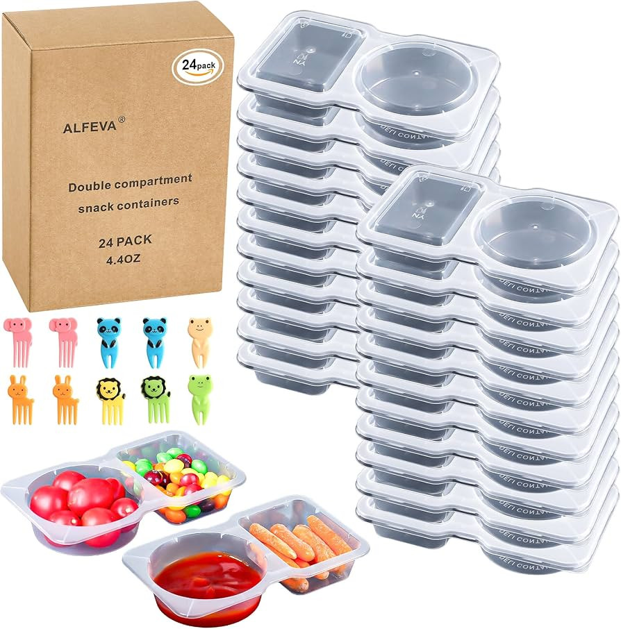24 Pcs reusable snack containers with Lids, snack containers for kids adults10 Forks, snack pack ... | Amazon (US)