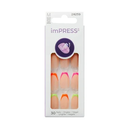 Kiss Impress Design Press On Nails ‘Rejoice’ Multicolor Medium Coffin 30 Count | Walmart (US)
