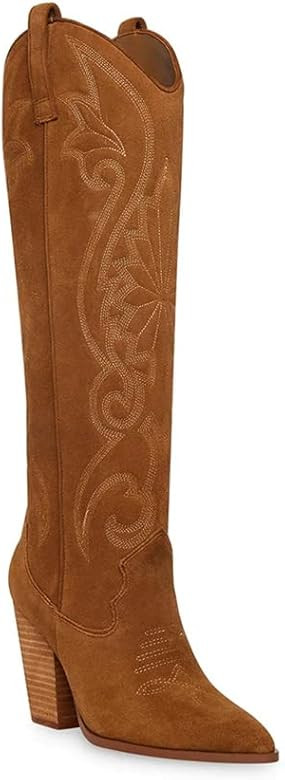 Women’s Knee High Cowgirl Cowboy Boots Pointed Toe Chunk Heel Pull On Western Boots | Amazon (US)
