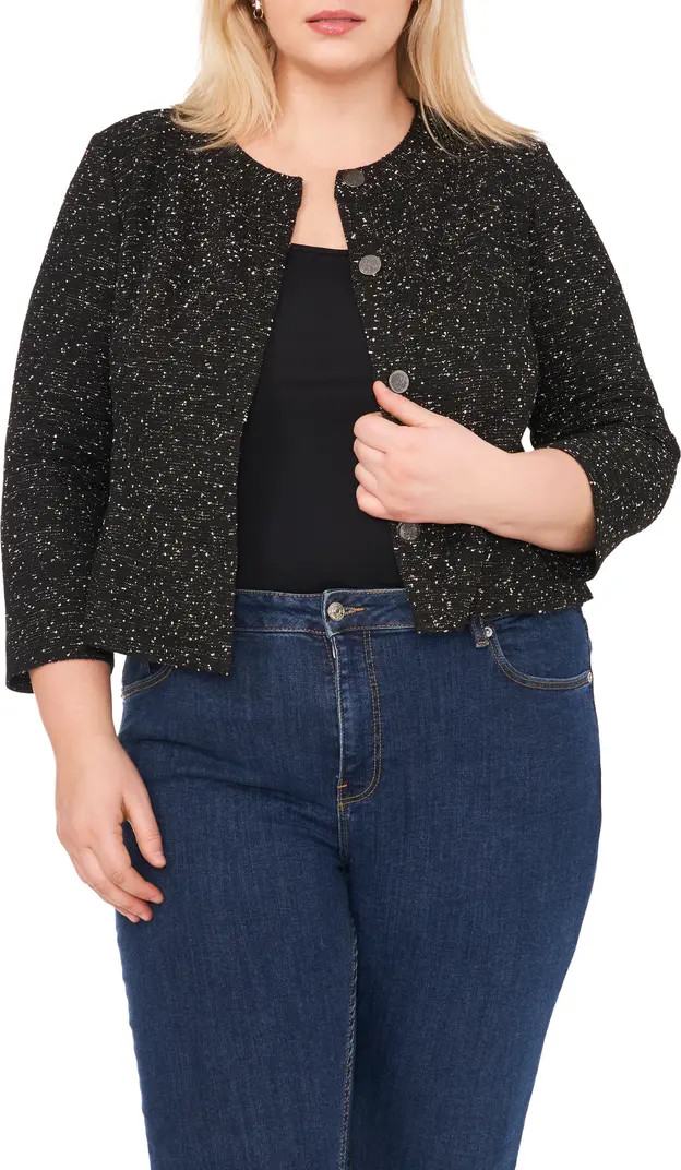 Vince Camuto Tweed Knit Crop Jacket | Nordstrom | Nordstrom