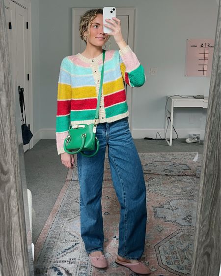 Linked a bunch of similar colorful striped cardigans! Mine is super old but love the colors. 

Jeans are Levi’s baggy dad jeans and these flats are old Jcrew ♥️

// winter workwear, colorful sweater outfit, striped cardigan, girly winter outfits 

#LTKSeasonal #LTKworkwear #LTKshoecrush