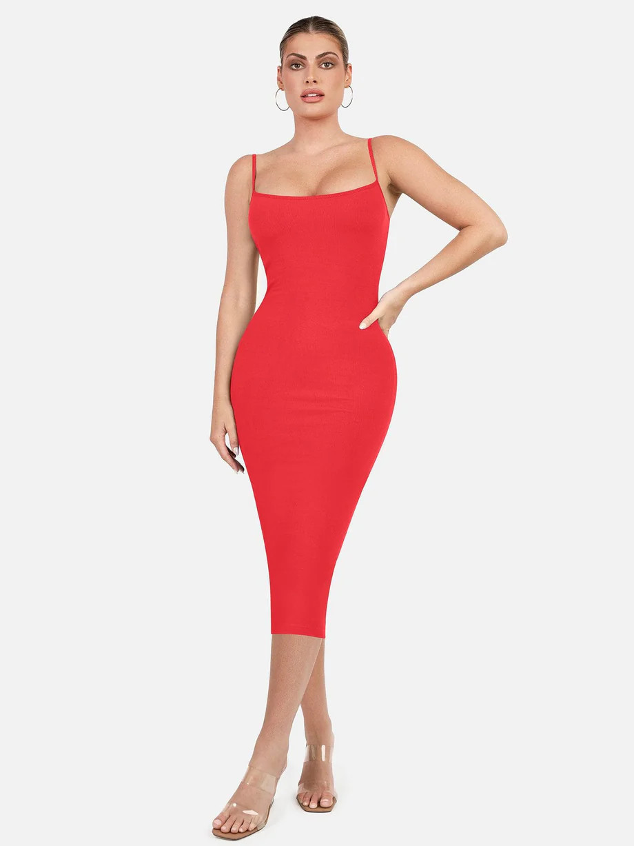 Built-In Shapewear Slip Midi Lounge Dress | Popilush | Popilush