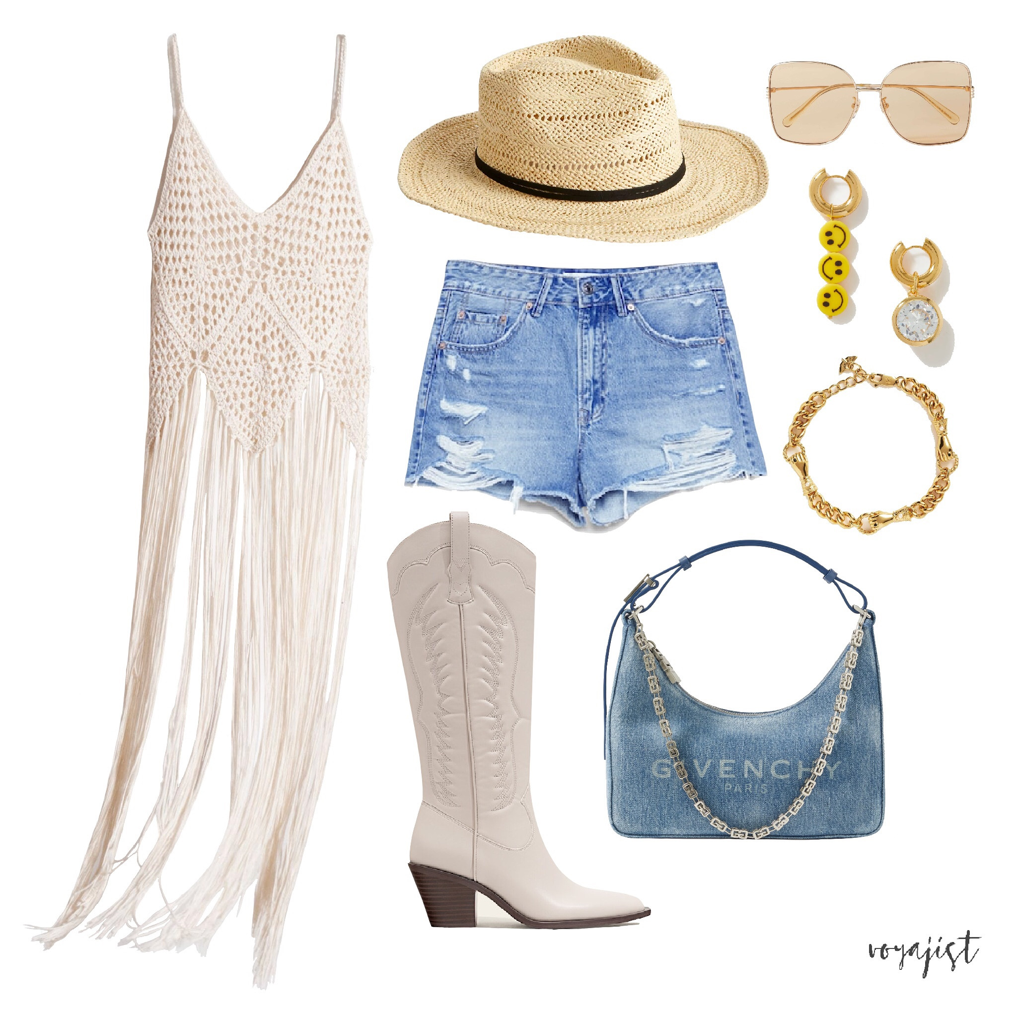 Festival Outfit Inspo 🤍 Neutral Crochet Fringe Top Denim Shorts Givenchy Denim Bag #CowboyBoots #Denimbags

#LTKunder50 #LTKFind #LTKstyletip
