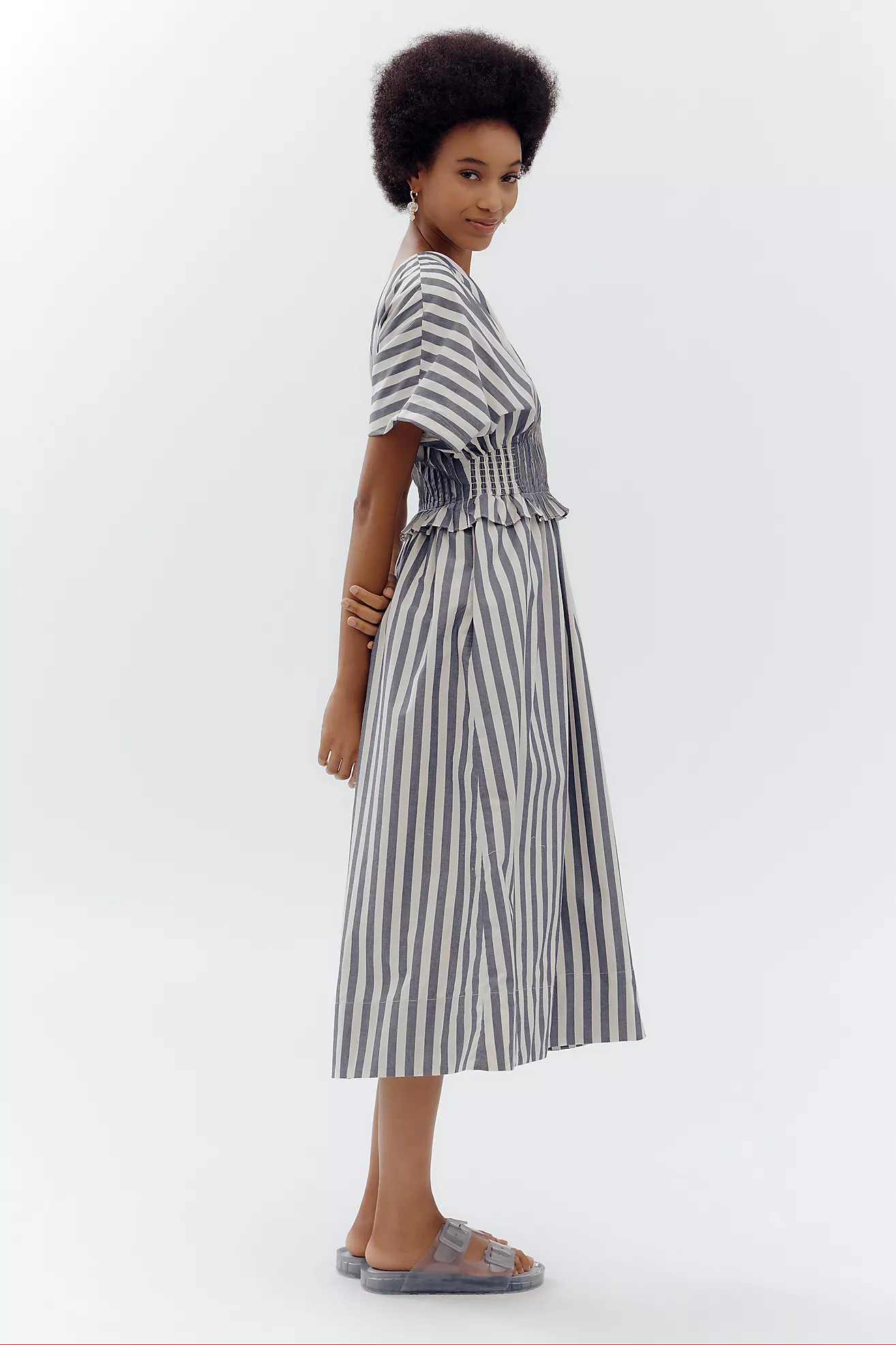 By Anthropologie V-Neck Zip-Front Midi Dress | Anthropologie (US)