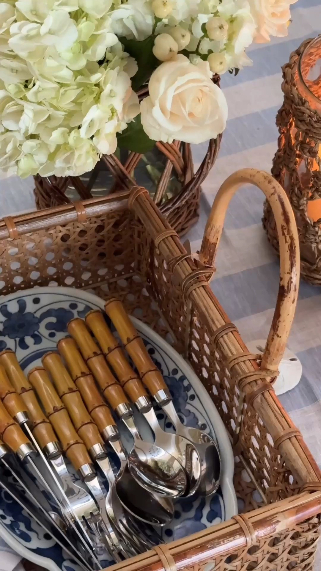 This tray is the perfect addition to your Summer entertaining essentials. 

Bamboo Silverware. Woven Tray. Blue & White Linens. Cabana Stripe. Linen Napkins. Summer Tablescape. Nautical Decor. Classic Summer. LavenderRoseHome.

#LTKSeasonal #LTKHome