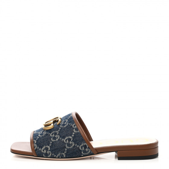 GUCCI New Denim GG Monogram Jolie Slide Sandals 35 Blue Tea | FASHIONPHILE (US)