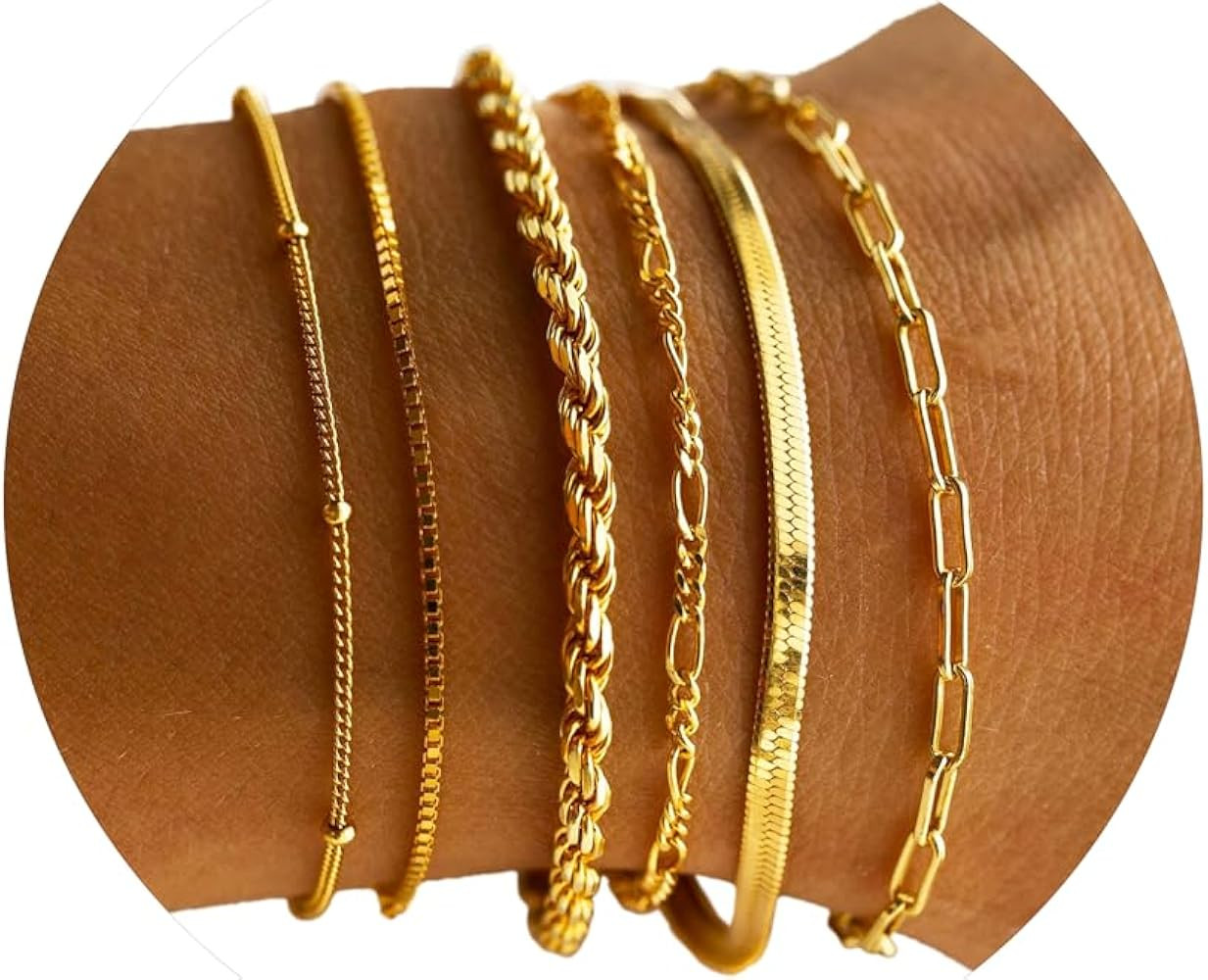 DEARMAY Gold Bracelets for Women Waterproof, 14K Gold Plated Stackable Jewelry Sets Non Tarnish T... | Amazon (US)