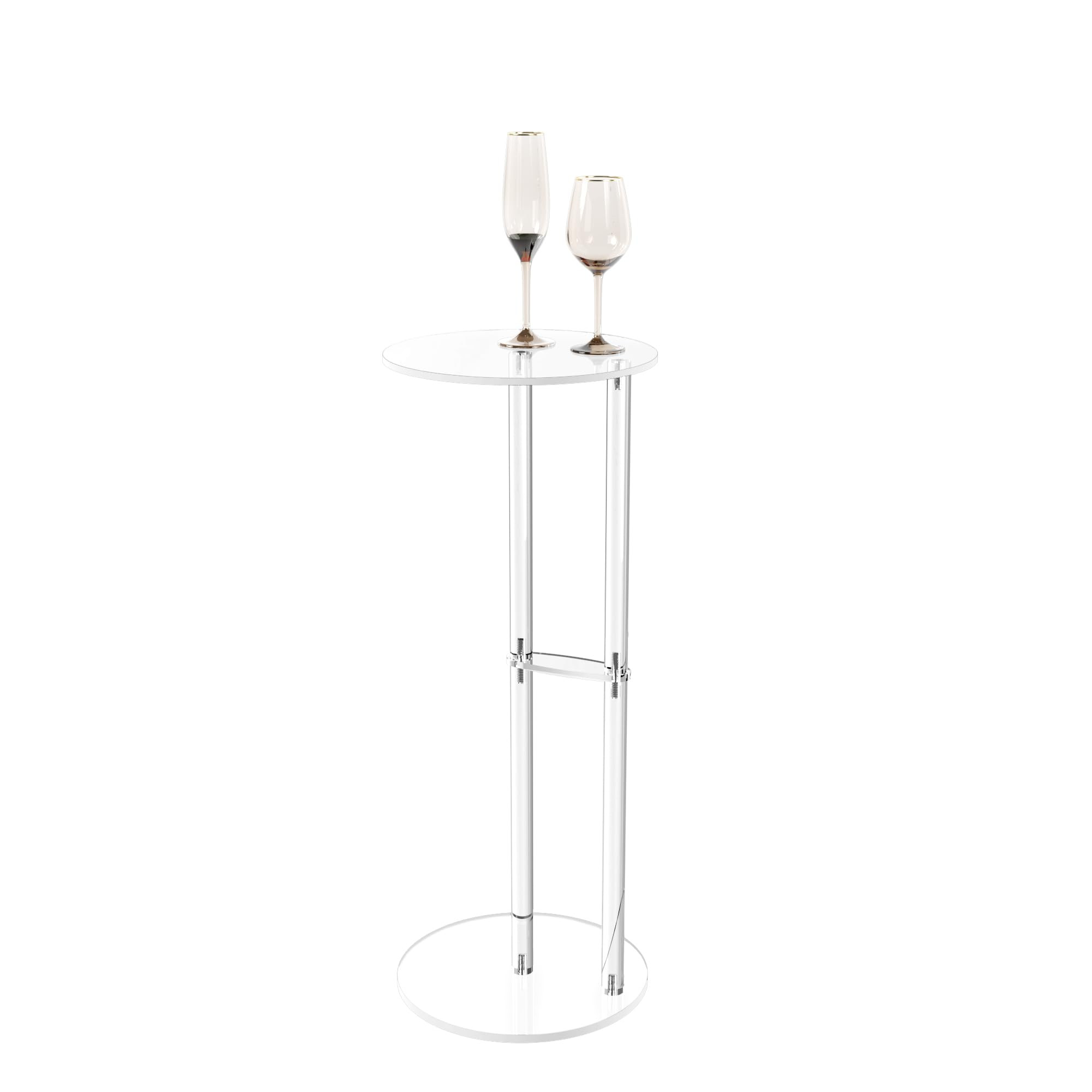 Aquiver Clear Small Acrylic Drink Table - Minimalist Martini Table with Goblet Holder - Small Rou... | Amazon (US)