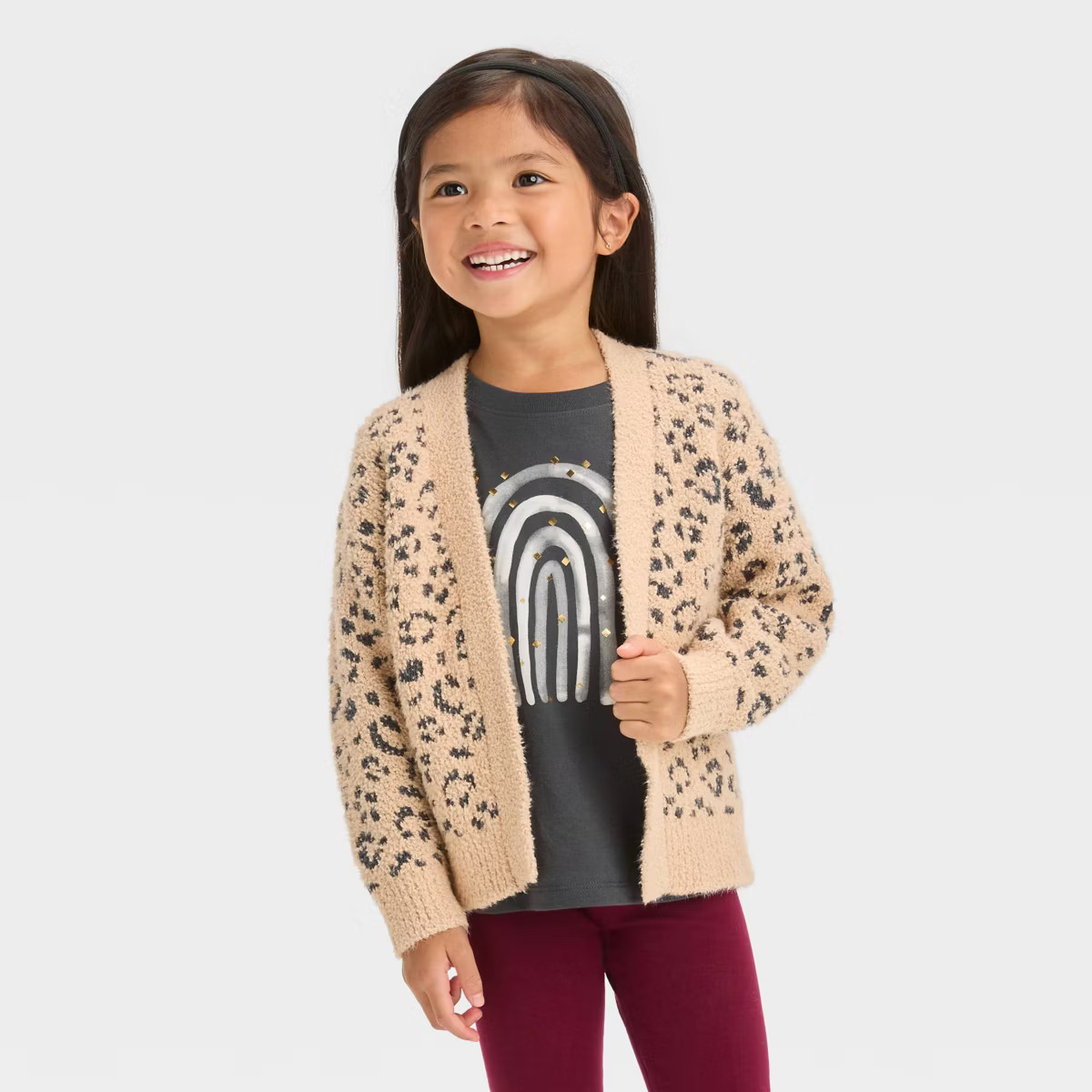 Toddler Girls' Animal Jacquard Cardigan - Cat & Jack™ Beige | Target