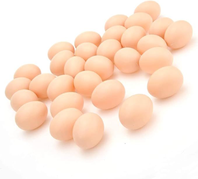 PowerTRC Bag of Realistic Chicken Eggs Toy Food Playset (Pack of 30 Faux Fake Eggs) | Amazon (US)