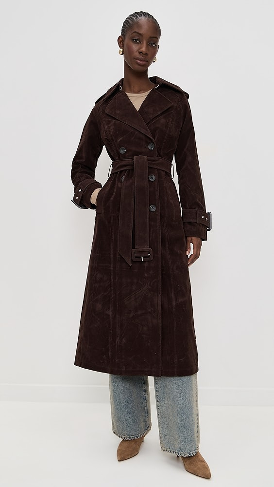 Faux Suede Maxi Trench Coat | Shopbop