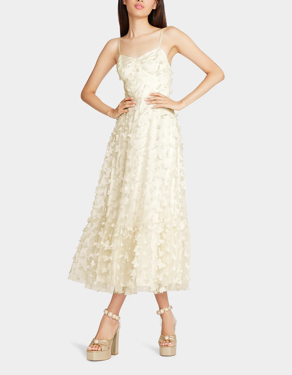 BETSEYS BUTTERFLY MAXI DRESS CREAM | Butterfly Dresses | Betsey Johnson