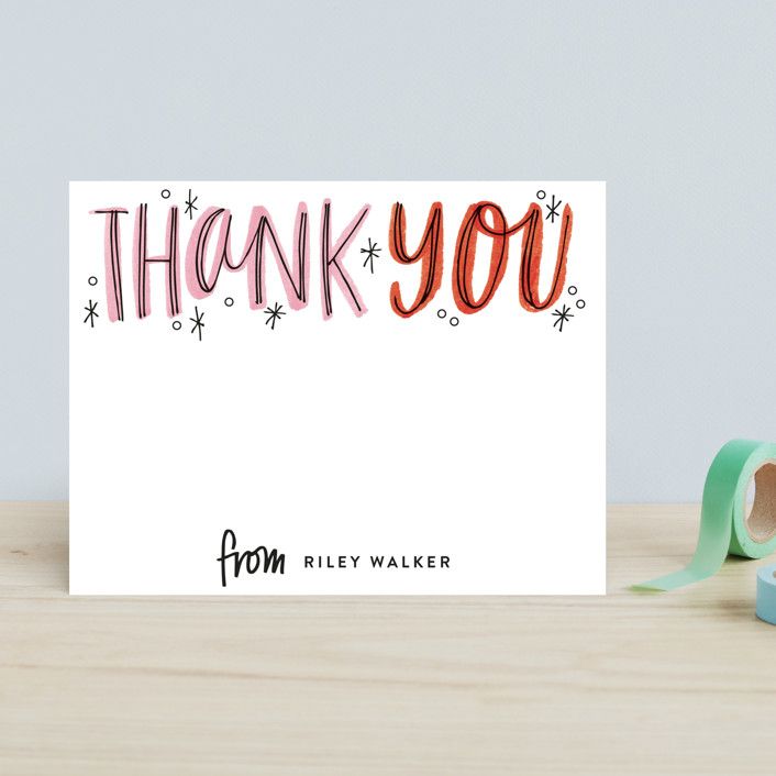 "Thank You Outlines" - Customizable Children's Stationery in Orange or Blue by Alethea and Ruth. | Minted