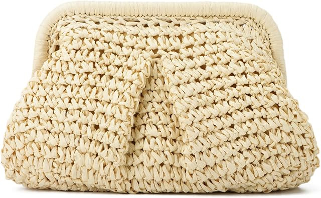 Freie Liebe Bolsos de mano de paja para mujer, bolso pequeño tejido de bola de masa para verano,... | Amazon (US)