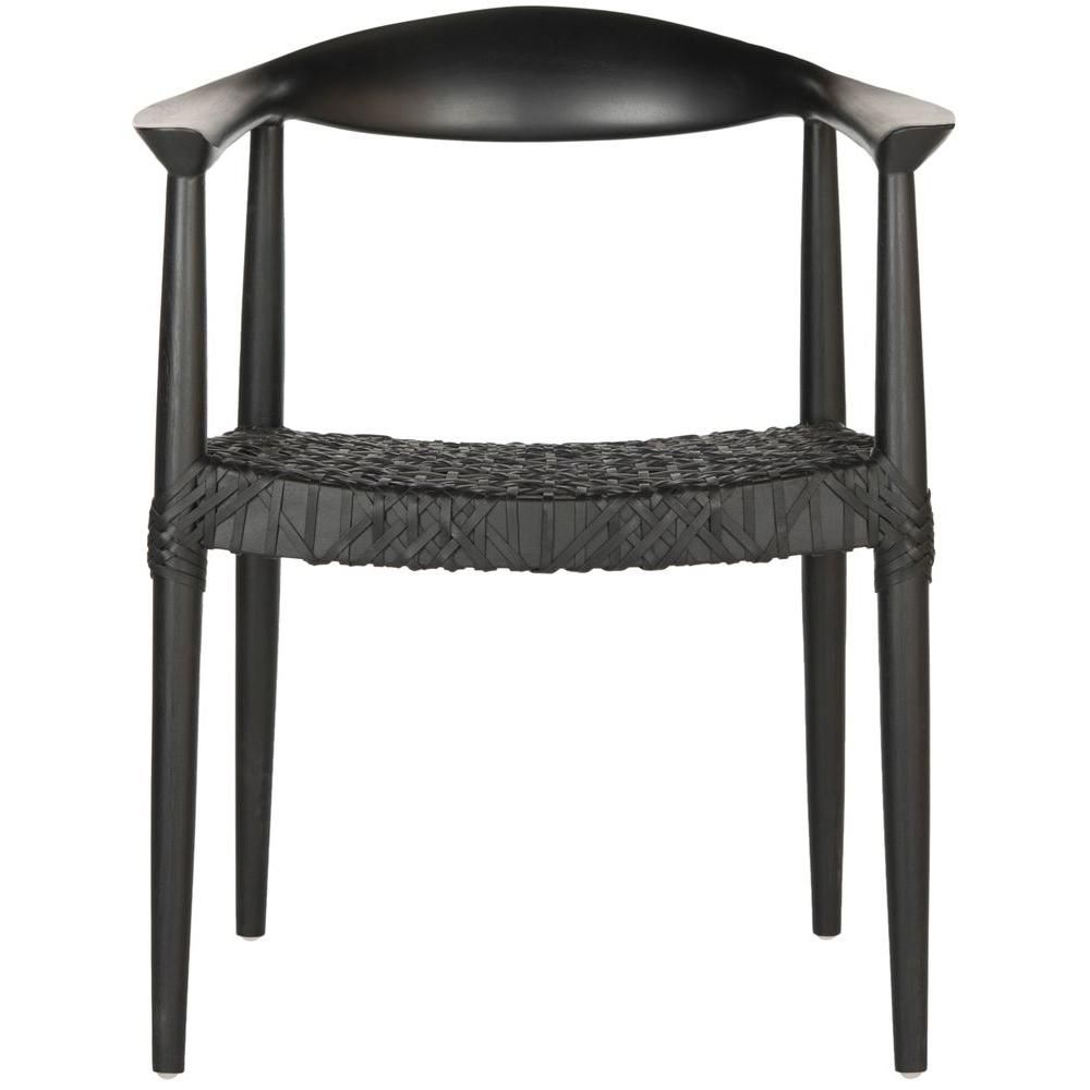 Safavieh Bandelier Black Leather Arm Chair-FOX1003B - The Home Depot | The Home Depot