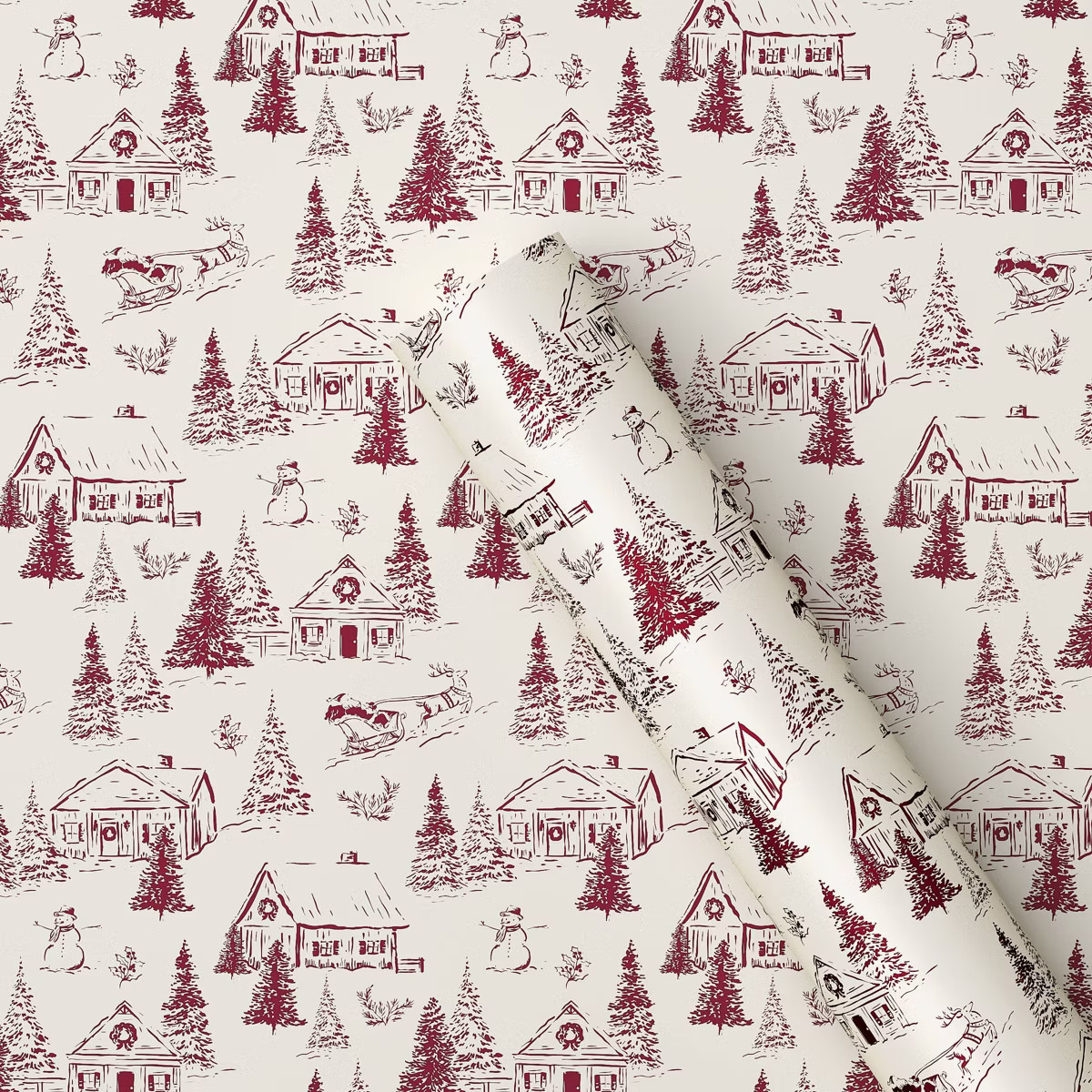 30" 20 sq ft Christmas Roll Wrap Snowy Town - Wondershop™ | Target