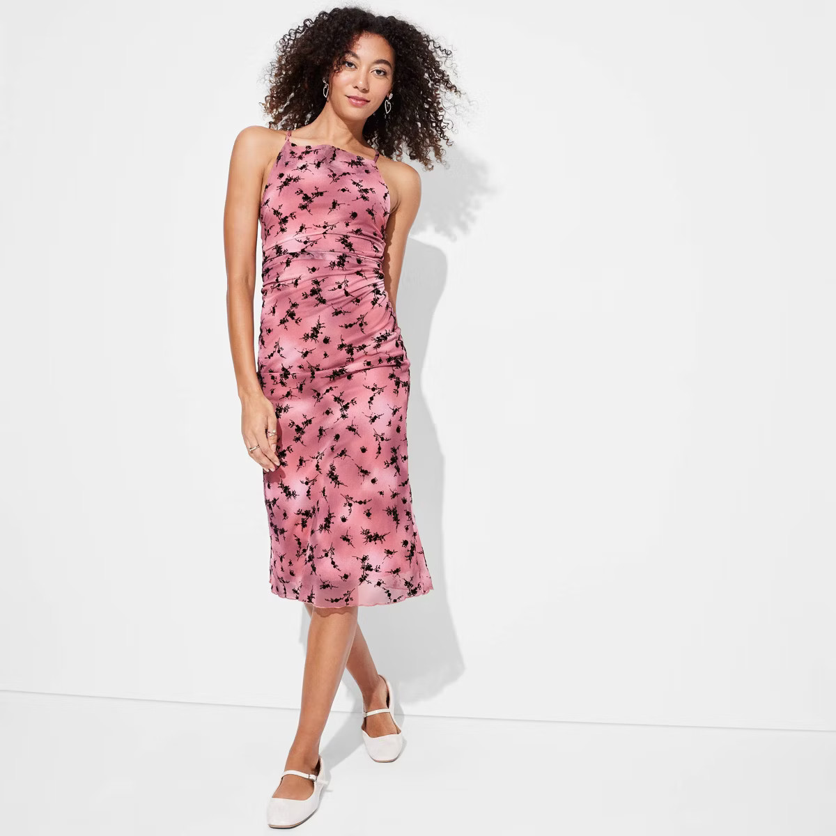 Women's Flocked Mesh Midi Slip Dress - Wild Fable™ | Target