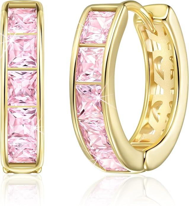 Linawe Small Hoop Earrings for Women Trendy, Tragus Piercing Jewelry, Cubic Zirconia Studs Huggie... | Amazon (US)