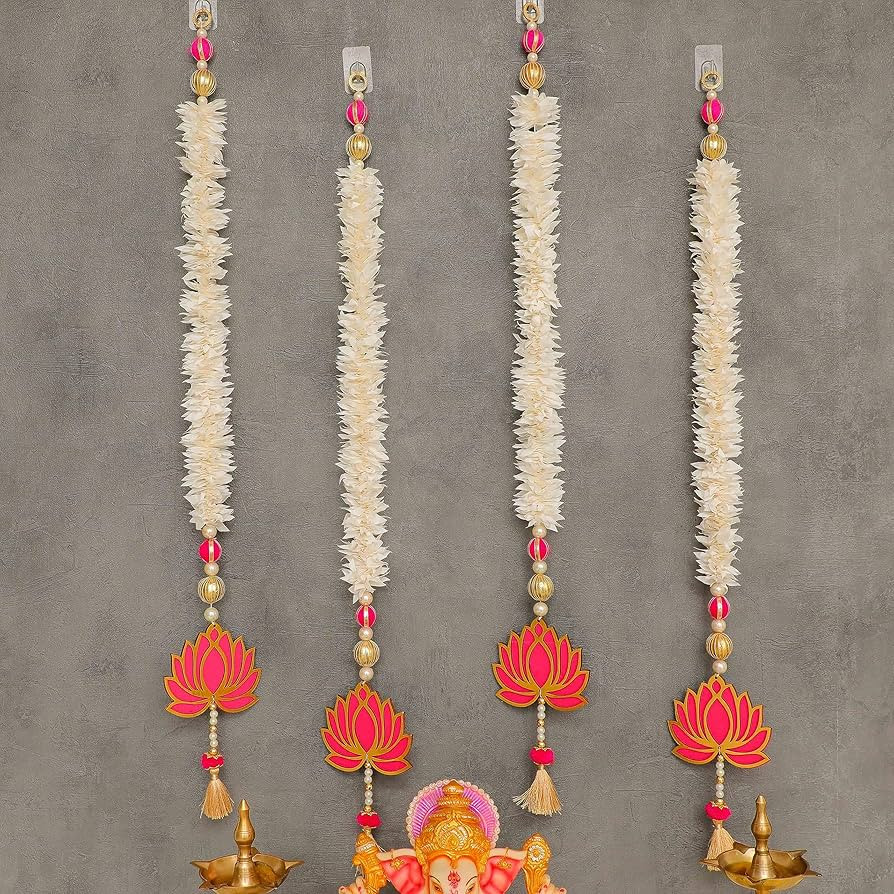 Lotus Gajra Garland | Indian Festival Cultural Decor | Artificial Flower Backdrop Wall Hanging | ... | Amazon (US)