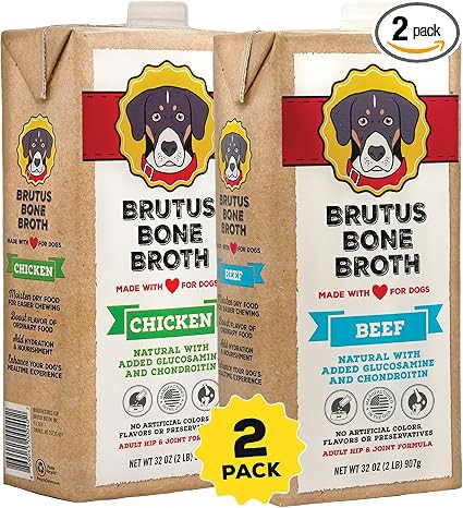 Brutus Chicken Broth Liquid for Dogs - All Natural Chicken Bone Broth for Dogs with Chondroitin G... | Amazon (US)