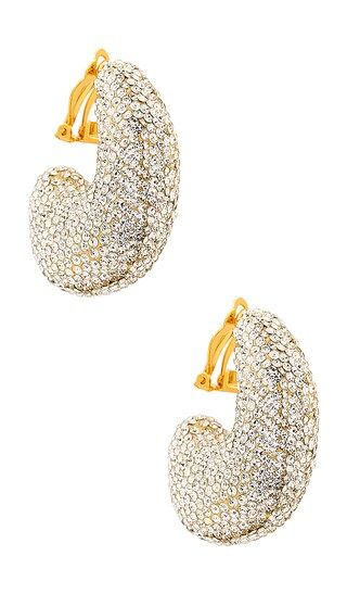 Pave Dome Hoop Clip On Earrings in Crystal | Revolve Clothing (Global)
