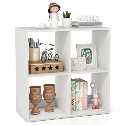 Costway 4-Cube Open Bookshelf with Anti-tip Kits Home Modern Style Storage Shelf for Study | Target