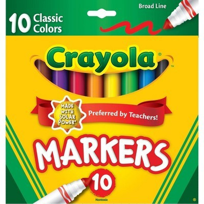 Crayola Markers Broad Line 10ct Classic: Non-Toxic Artist Markers for Kids, Multicolored School Supplies | Target