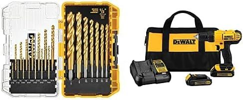 DEWALT 20V Max Cordless Drill / Driver Kit, Compact, 1/2-Inch with Titanium Drill Bit Set, Pilot ... | Amazon (US)