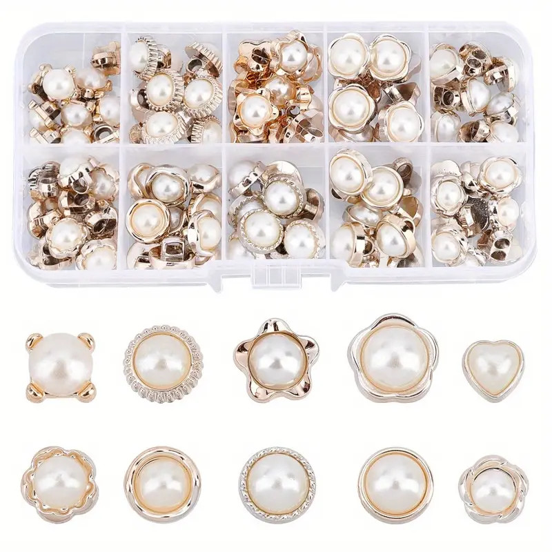 100pcs 1-Hole Plastic Button Kits, Imitation Pearl Button For Clothing Decoration, Mixed Shapes S... | Temu Affiliate Program
