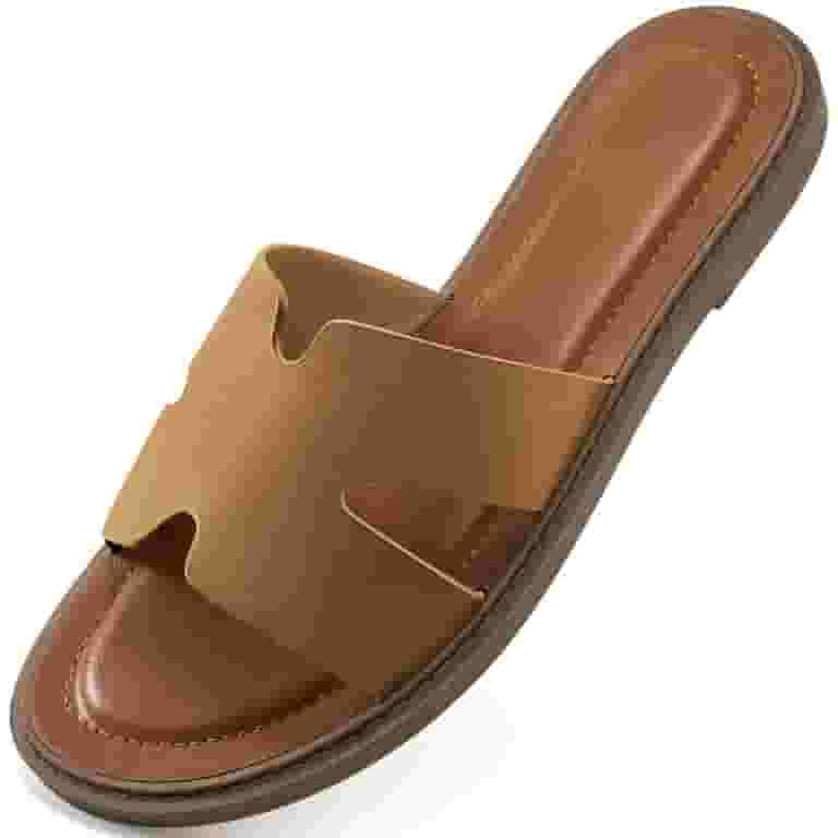 Ecetana Flat Sandals for Women Soft Leather Sandals Slides for Women Summer Shoes | Walmart (US)