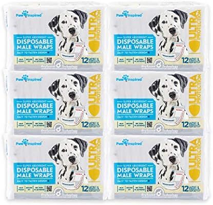 Paw Inspired Disposable Male Dog Wraps, Belly Band for Dogs | Disposable Dog Diapers | Belly Band... | Amazon (US)