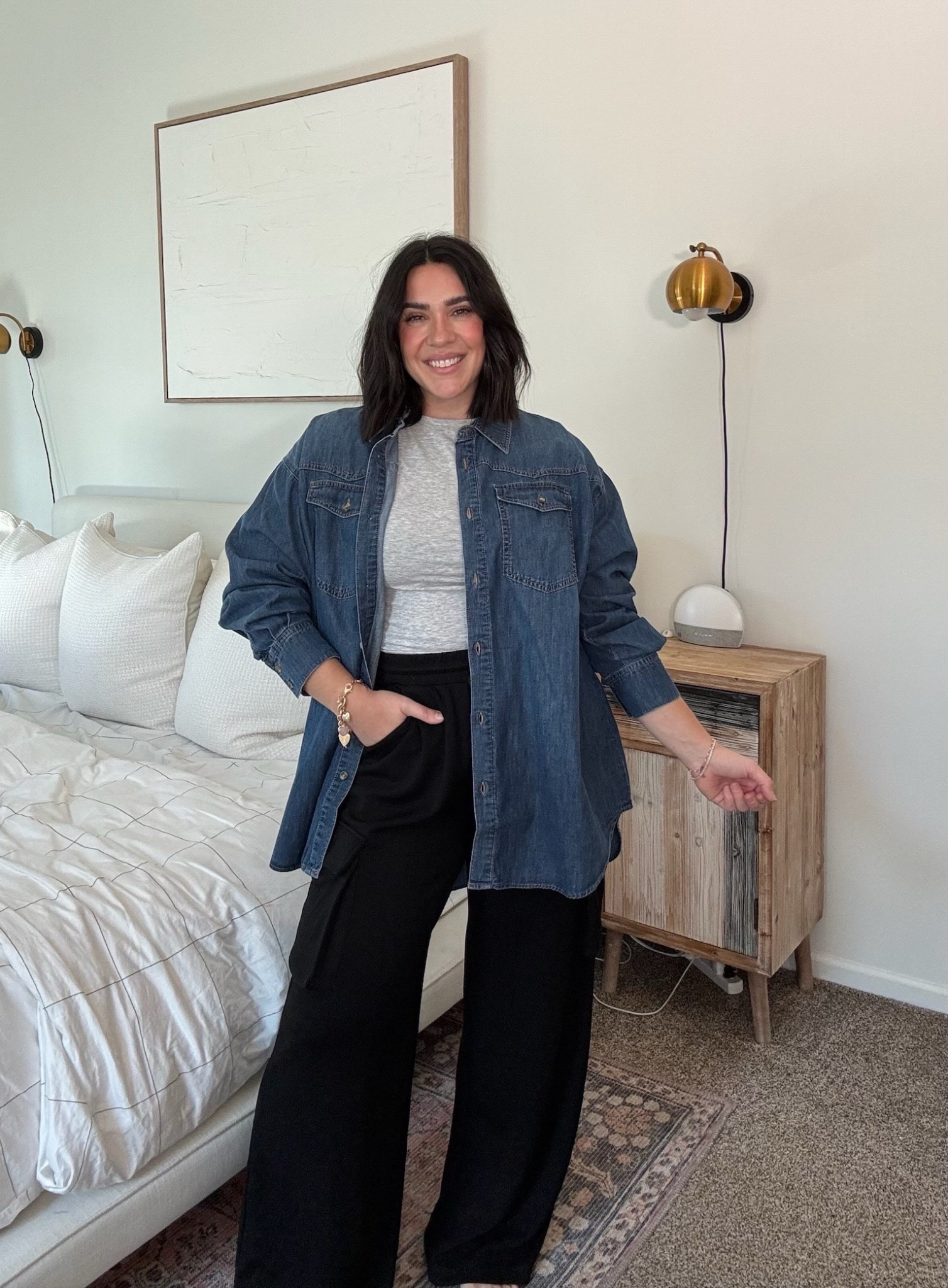 Casual and comfortable winter outfit 
My favorite oversized denim shirt is back in stock and only $25! 
Size L in all 

Midsize, affordable fashion, mom atyle

#LTKSeasonal #LTKMidsize