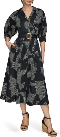 Abstract Print Belted Midi Shirtdress | Nordstrom