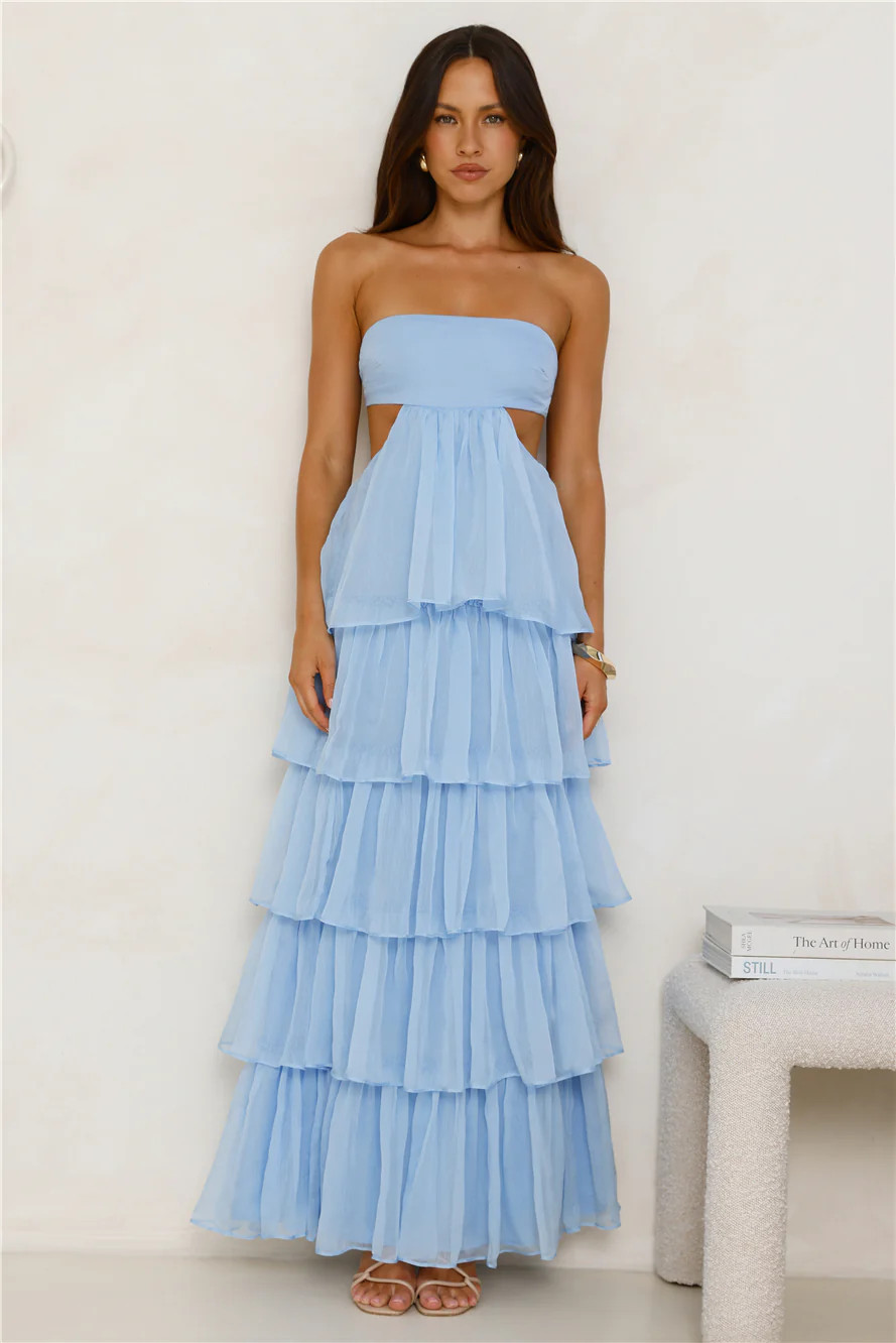 Luxe Mode Strapless Maxi Dress Blue | Hello Molly (AU)