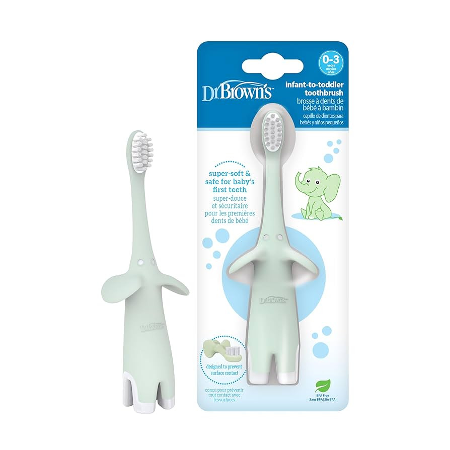 Dr. Brown's Infant-to-Toddler Toothbrush, Elephant, Mint, 0-3 Years | Amazon (US)