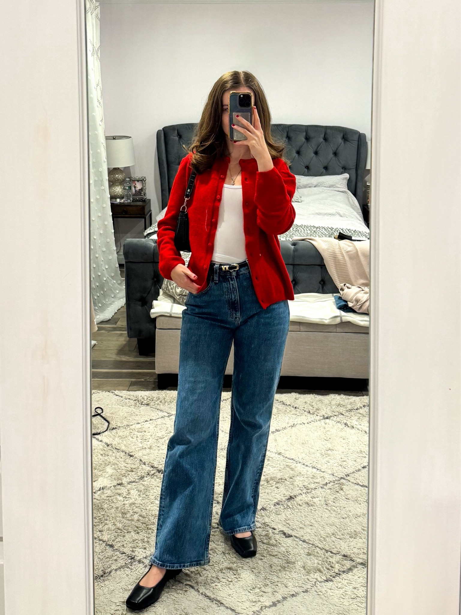 A red cardigan paired with straight leg jeans, ballet flats, and a handbag makes a cute holiday outfit. 
.
.
.
.
.
.
Winter outfit | holiday party outfit | holiday outfits | cardigan outfits | red cardigan | cardigan sweaters | cardigan dressy | button cardigan | cropped cardigan | Christmas cardigan | holiday cardigan | knit cardigan |  jeans outfit | jeans and sweater | Abercrombie jeans | straight leg jeans | high waisted jeans | holiday shoes | Mary Jane flats  | handbags | trending bags | winter fashion | winter shoes | outfit ideas | outfit inspo | old money style

#LTKSeasonal #LTKHoliday #LTKU #LTKSaleAlert #LTKGiftGuide #LTKWorkwear #LTKTravel #LTKShoeCrush #LTKItBag 

#LTKStyleTip #LTKFindsUnder100 #LTKFindsUnder50