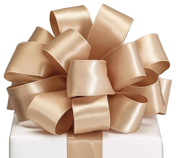 5YDS Champagne 1-1/2" Wired Edge Single Faced Satin Ribbon (Free Shipping!) | Etsy (US)