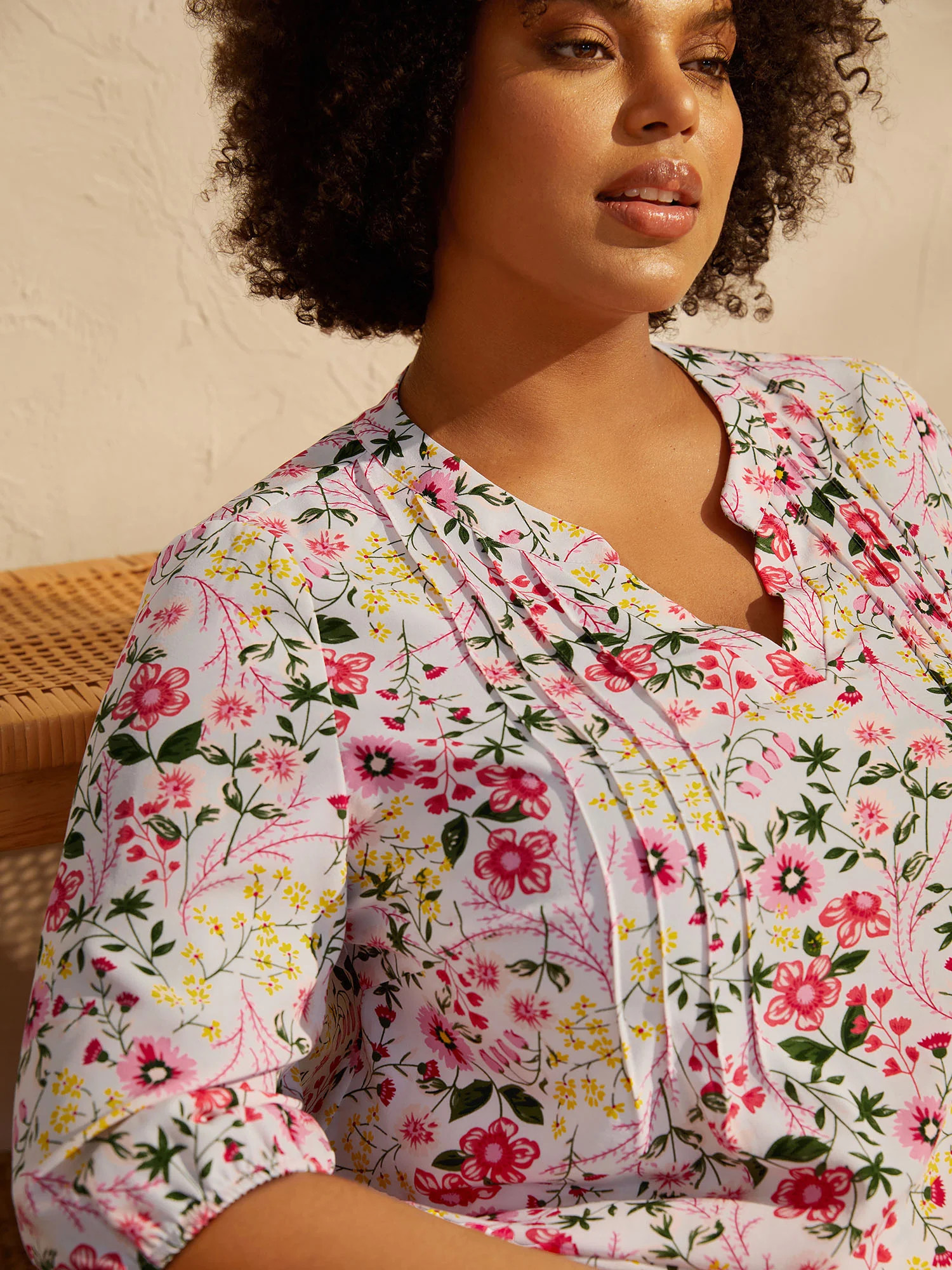 Floral Print Notched Collar Shirt | Bloomchic