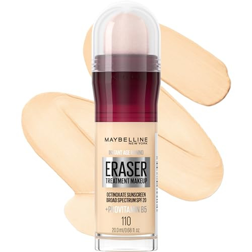 Maybelline Instant Age Rewind Eraser Foundation with SPF 20 and Moisturizing ProVitamin B5, 110, 1 Count | Amazon (US)
