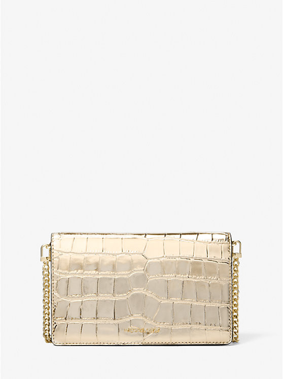 Jet Set Medium Metallic Crocodile Embossed Leather Crossbody Bag | Michael Kors US