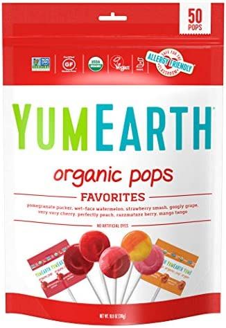 YumEarth Organic Lollipops, Variety Pack, 50 lollipops - 10.9 oz (pack of 1) - Allergy Friendly, Non | Amazon (US)