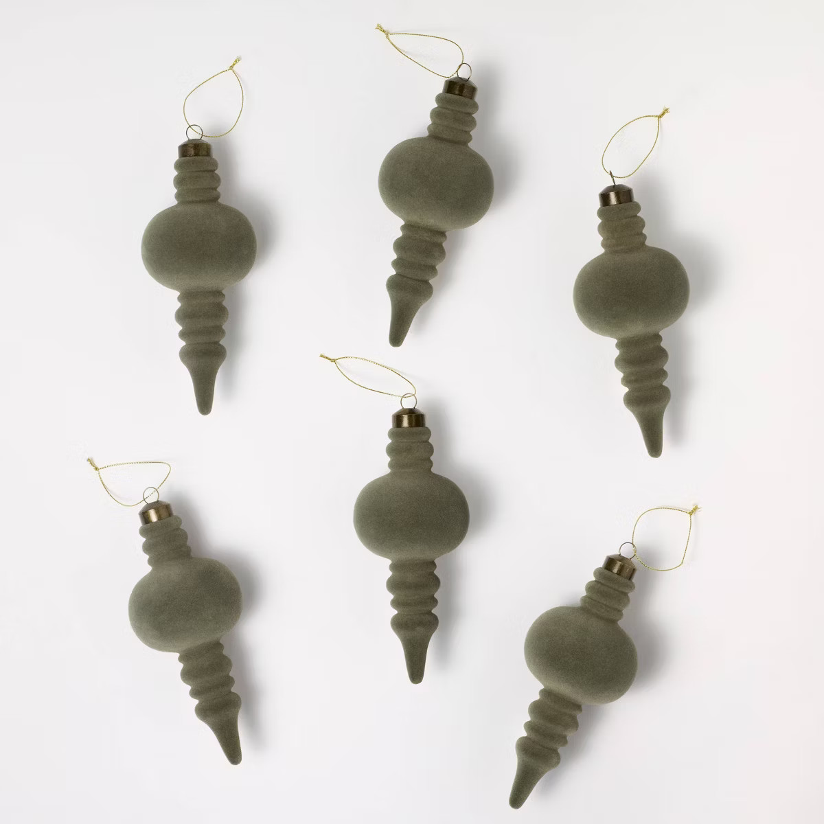 Set of 6 Velvet Finial Christmas Ornaments Green - Threshold™ designed with Studio McGee | Target