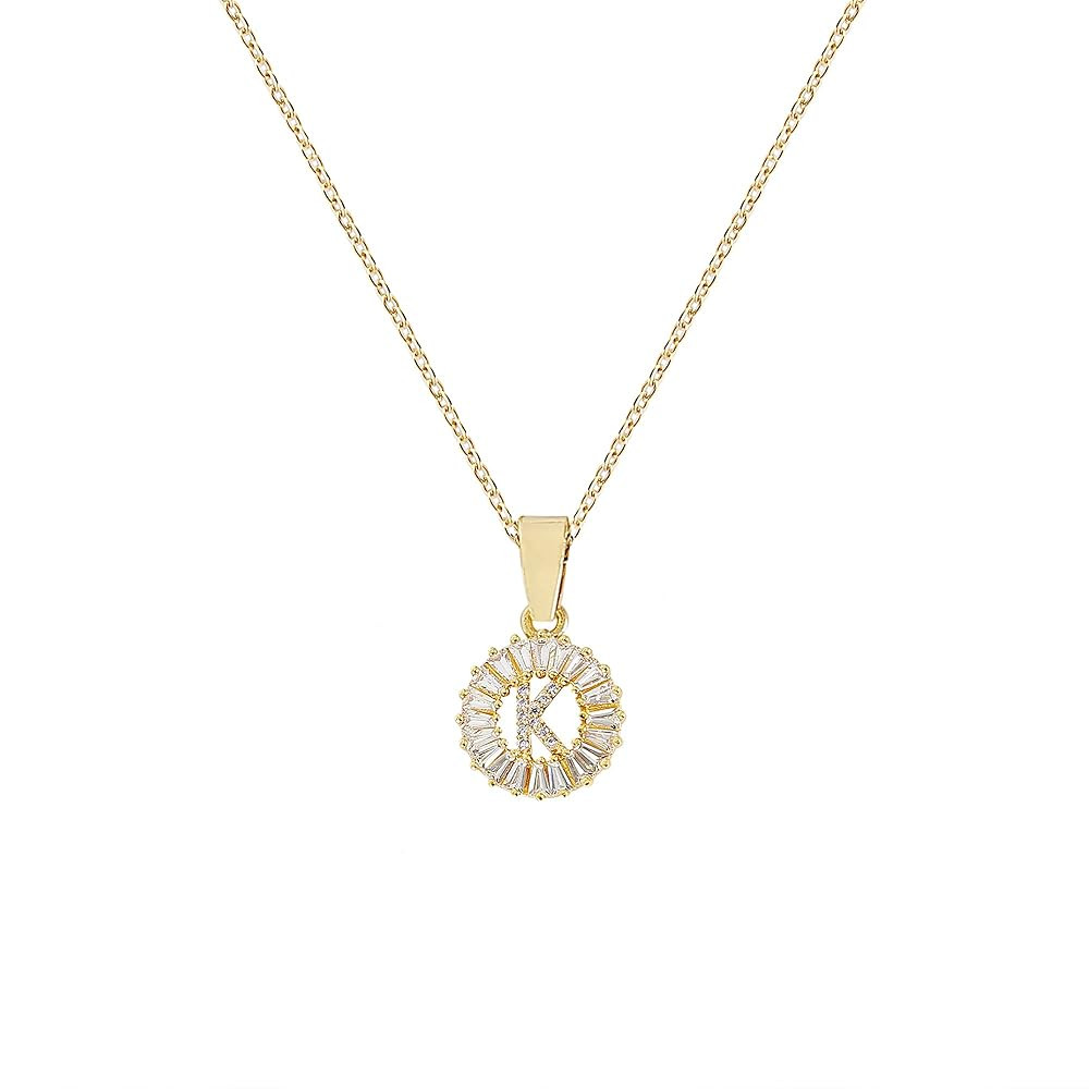 Initial Necklaces for Women - 14K Gold Plated Letter Layered Personalized Round Zirconia Jewelry ... | Amazon (US)
