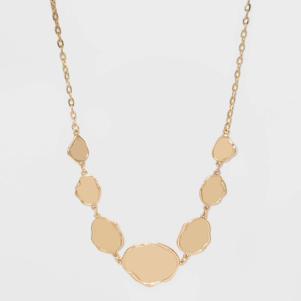 Hammered Metal Statement Necklace - A New Day Gold | Target