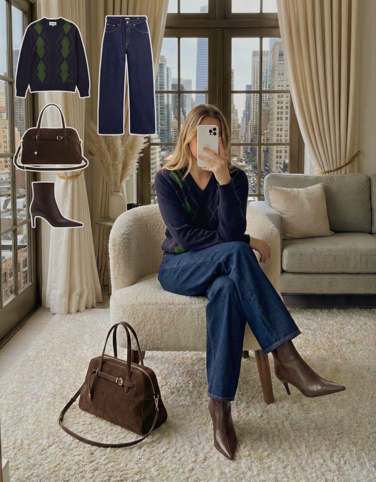 ✨ Argyle in the City ✨

A classic pattern meets a modern silhouette with this deep navy argyle knit. The subtle green accents add a fresh touch while keeping the palette refined. Paired with dark straight leg denim, the look feels polished yet easy for everyday wear. Brown pointed ankle boots elevate the outfit with a sleek finish.

A structured suede bag ties everything together and brings in rich texture that complements the deep tones of the sweater and boots. Perfect for a cozy weekday, lunch plans, or a relaxed work from home moment.

🤎 Style Notes:
• Navy argyle sweater for a timeless preppy touch
• Dark denim for a clean streamlined base
• Brown heeled ankle boots for height and polish
• Soft suede bag for earthy texture and warmth

Everything linked and ready to shop ✨

#LTKootd #LTKgrwm