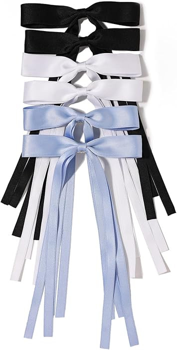 LFOUVRE Hair Bows for Women… (Black White Light Blue) | Amazon (US)