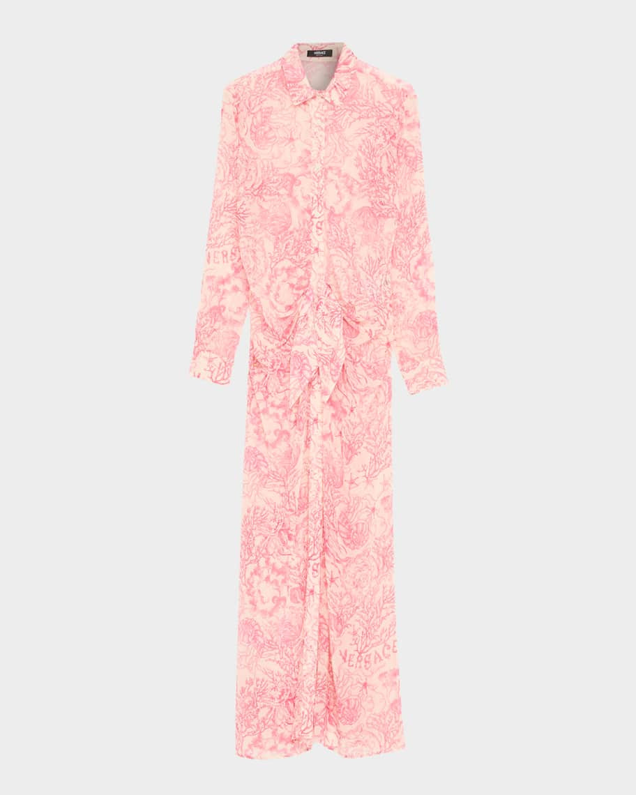 Versace Underwater Barocco Shirtdress Coverup | Neiman Marcus